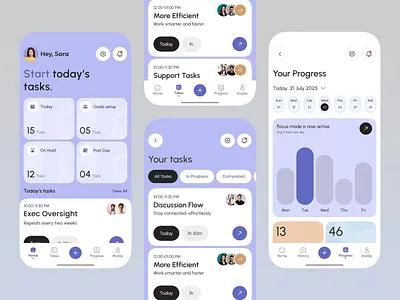 Task Management & Productivity Mobile App UI/UX Design app ui daily task management mobile mobile app organizer app planner app productivity project app project tracking task task app task list app task manager to do work tracker