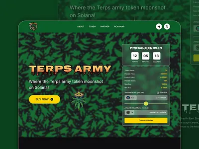 Terps Army - Meme coin 2d ai art bnb branding cryptocurrency design frodo illustration landing page meme meme coin meme coin website meme design meme landing page meme website token video web design website