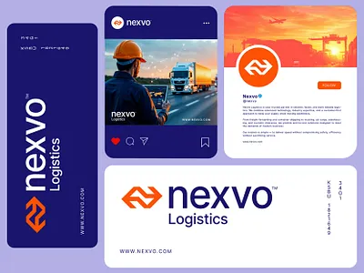 Nexvo Logistics Branding arrow arrow logo brand guideline branding branding identity cargo clean logo courier freight graphic design logistic logistic logo logistics logistics logo logo logo design logo type shiping symbol trucking