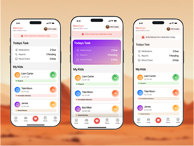 Momcare mobile App UIUX Design app interface mobile product service startup ui ux