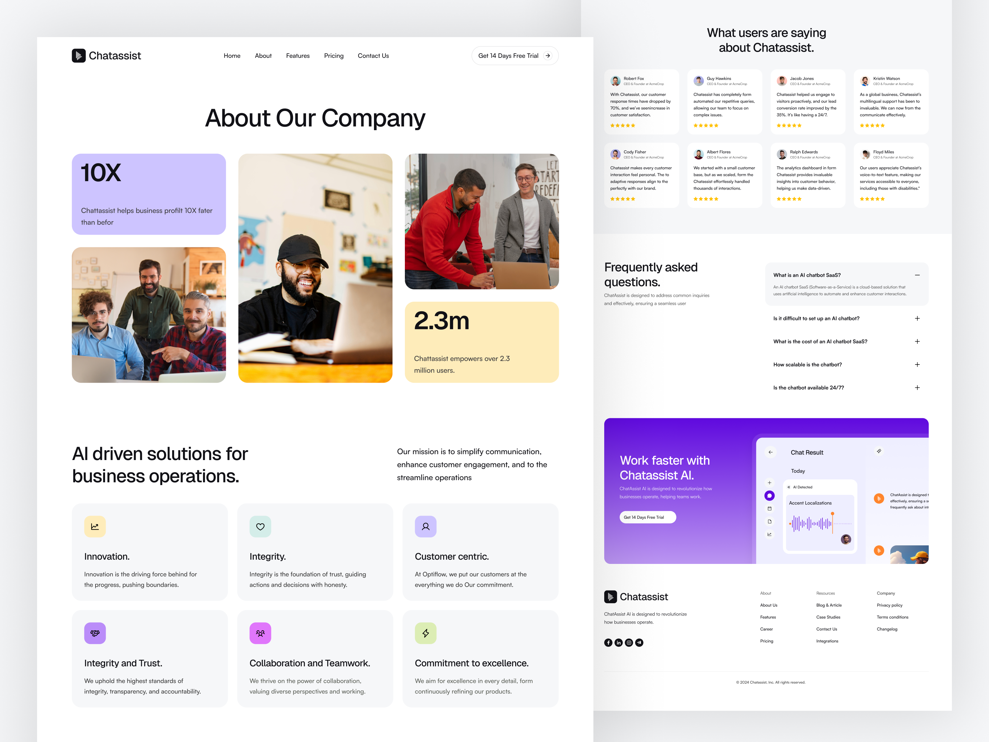 Chatassist: AI Customer Service Website about page ai chatbot website ai website ai website saas customer service landing page landing page ui website website design