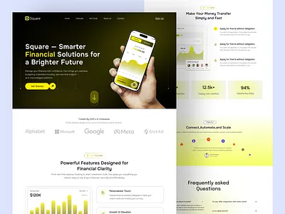 Finance Management App Landing /Website design agency b2b banking clean finance finance saas landing page finance web desing financial website fintech landing page managemet modern payment platform saas saas website service startup uiux web design