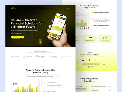 Finance Management App Landing /Website design agency b2b banking clean finance finance saas landing page finance web desing financial website fintech landing page managemet modern payment platform saas saas website service startup uiux web design