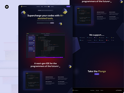 Bluescreen.io - AI assisted IDE 2023 ai artificial intelligence dashboard graphic design landing page logo product product design trending ui user interface website