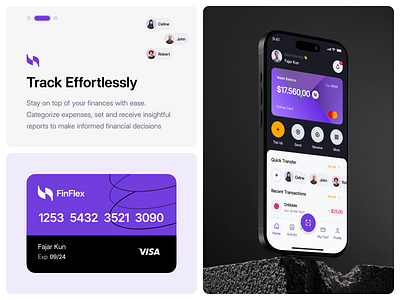 Finflex – Finance Mobile Apps 3d analytics branding card finance minimalist mobile app mockup modern payment topup transaction transfer ui ui ux design wallet zarpixel