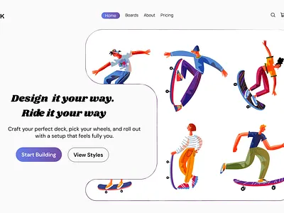 Skateboard Rental Homepage. app branding design graphic design illustration logo typography ui ux vector