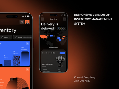 Responsive version of Inventory Management System admin dashboard analytics app apps clean crm dark dashboard dashboard design design inventory inventory app inventory dashboard inventory management ios app minimal mobile app saas ui ux