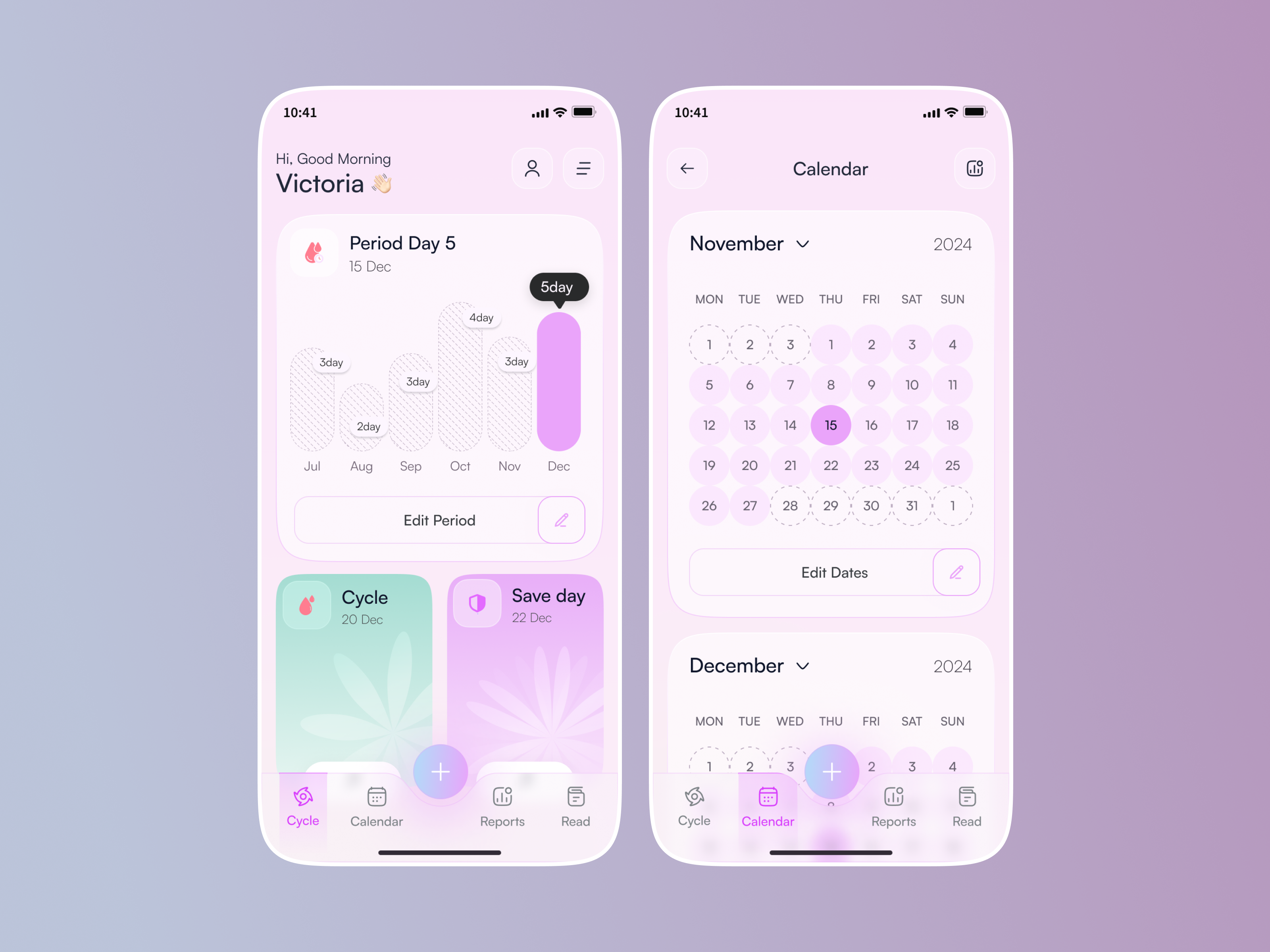 Example of Pregnancy And Period Tracker mobile App