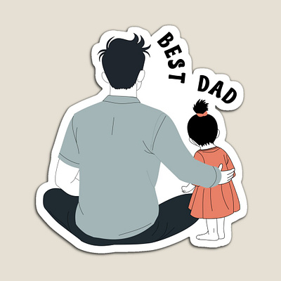 Best Dad with Cute Daughter- Happy Father's Day adorable aesthetic best dad blue cute daddy digital art drawing father graphic design happy fathers day illustration minimalist pink simple stickers trending typography typography design vintage