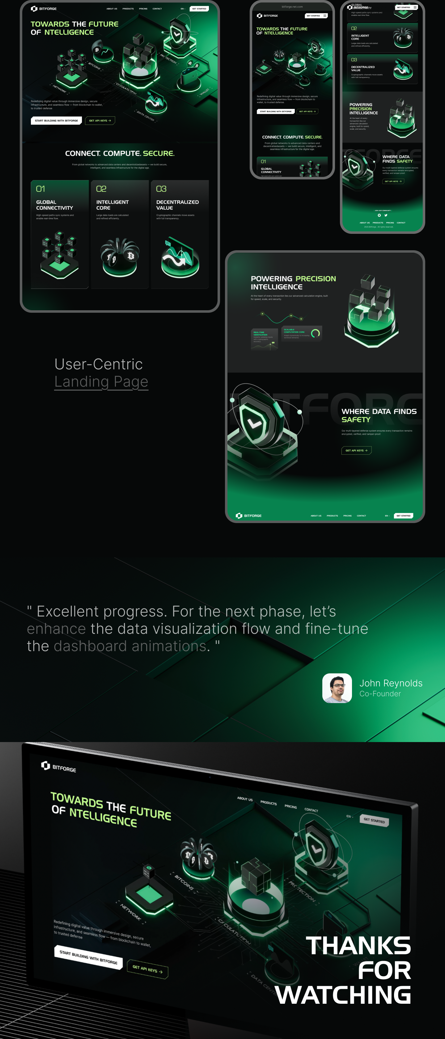 Bitforge — UI/UX Design for Web3 AI 3d 3d animation ai design animation bitcoin bitforge branding data ai experience design graphic design landing page logo motion graphics saas platform service platform tech website technology ui design web design web3