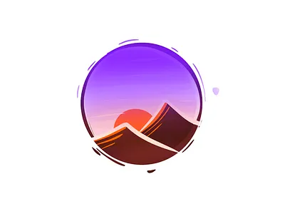 Two Peaks Sunrise badge design desert illustration logo mother nature mountain mountains nature orange outdoors peaks procreate purple scenic sun sunrise sunset valley