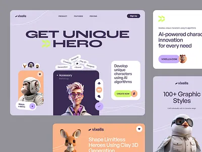 Website for an AI Product ✦ Vixells design interface product service startup ui ux web website