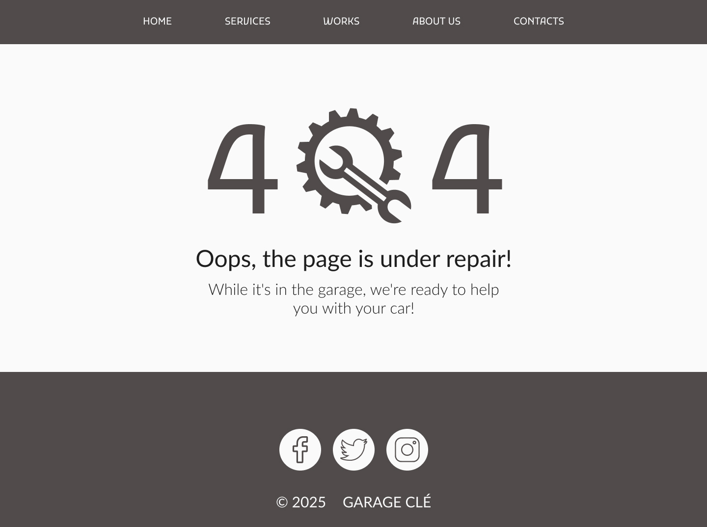 Page 404 for auto repair service 404 page car graphic design repair ui user interface