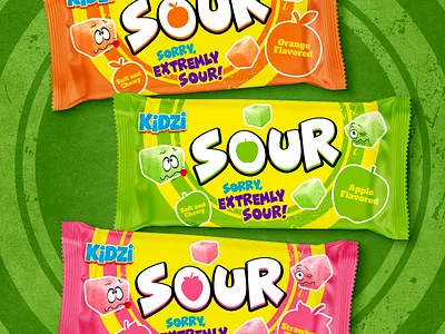 SOUR CHEWY CANDY PACKAGING DESIGN branding candy chewy candy creative design food graphic graphic design label labeldesign logo packaging snacks sour subbrand