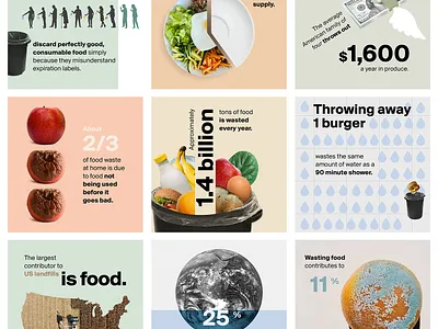 Social Media Design for Food Waste Awareness carouseldesign creative design food waste graphic design graphicdesignportfolio instagramdesign productpromotion restaurant social media design socialmediadesign sustainableliving visualmarketing