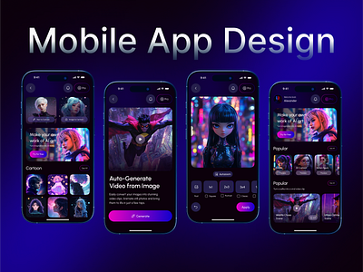 AI Image Generator Mobile App UI/UX Design ai ai app ai generator app ai image ai video generator app app design art ai art generator generate with ai image generator image generator app ios mobile mobile app modern ui product design text to image ui design uiux
