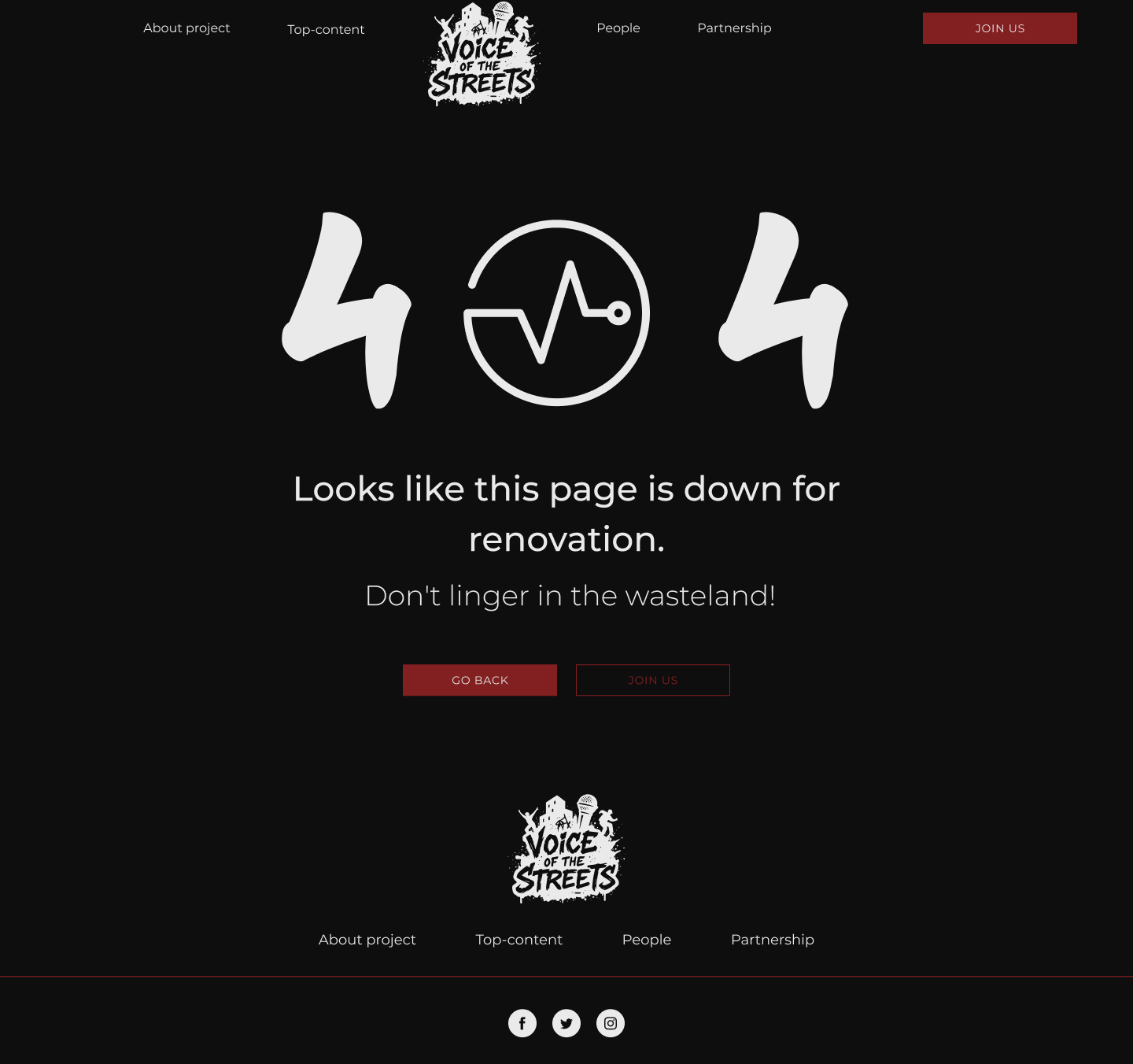 Page 404 for social project: street culture 404 page graphic design street culture ui user interface