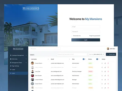 My MansionS - Real Estate Desktop application (Admin board) admin app app design design desktop desktopapp login logo realestate realty roles ui uidesign uiux uiuxdesign ux visualdesign webdesign website