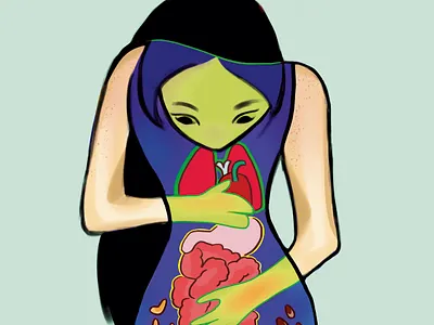 looking at my insides colourful conceptualart illustraion