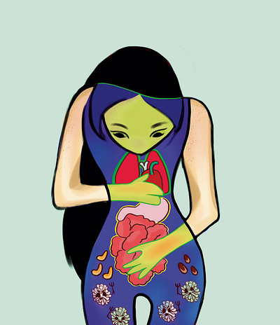 looking at my insides colourful conceptualart illustraion