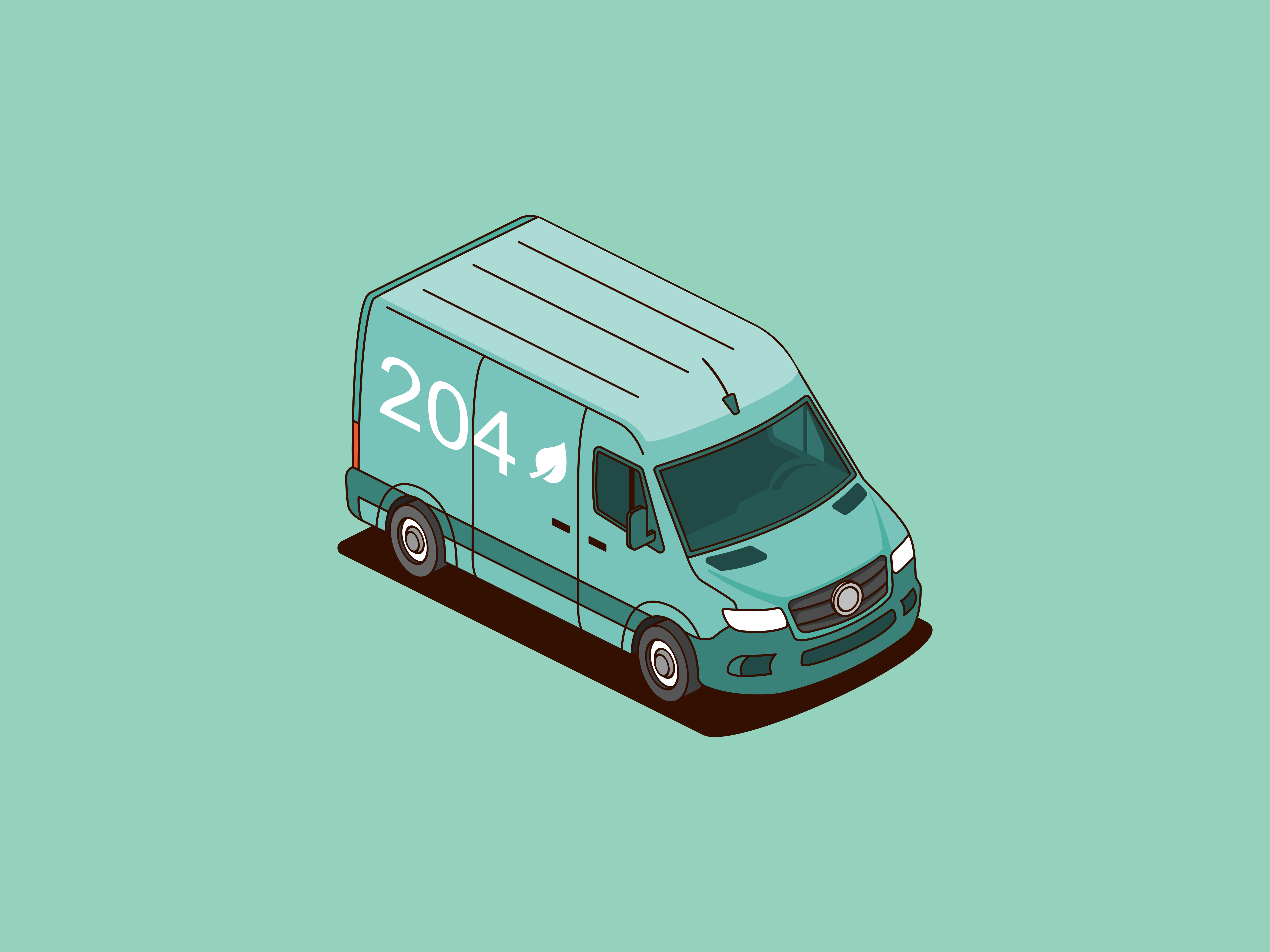 Eco-Friendly Delivery Van Isometric Illustration