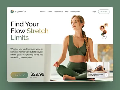 Yoga Website UI – Modern Wellness Platform design figma fitness fitness ui health health and fitness homepage interface meditation ui modern ui product design responsive web design sports website subsription web design wellness platform wellness ui yoga landing page yoga website
