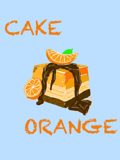 Orange Cake – Fresh Citrus Dessert Digital Illustration vintage gift