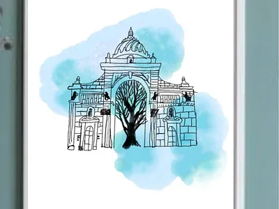 Architecture Sketch with Watercolor – Urban Art Illustration