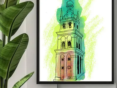 Watercolor Architectural Sketch – City & Building Illustration urban art print