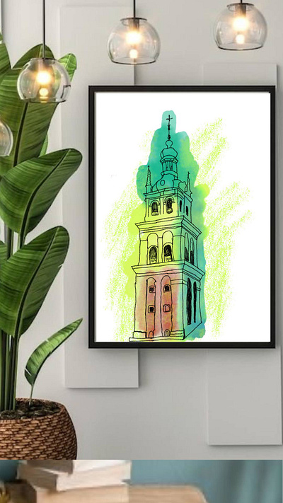 Watercolor Architectural Sketch – City & Building Illustration urban art print