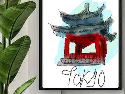 Tokyo Architecture – Watercolor Urban Sketch urban art print