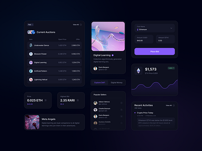 Minimal Crypto Components ✨ app application bitcoin blockchain clean components crypto crypto app crypto wallet cryptocurrency dashboard design ethereum finance fintech flat minimal ui ux widgets