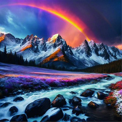 Mountain Landscape Illustration – Majestic Nature Art wilderness illustration