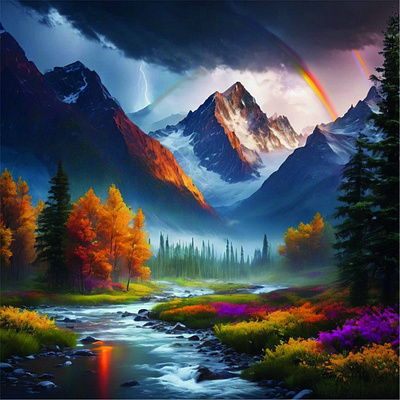 Autumn Landscape Illustration – Warm Fall Scenery harvest season
