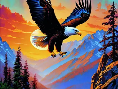 Eagle Illustration – Majestic Bird of Prey Art majestic wildlife