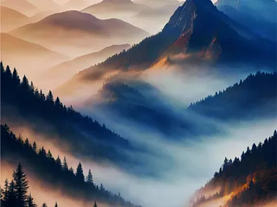 Mountain Landscape Illustration – Majestic Nature Art wilderness illustration