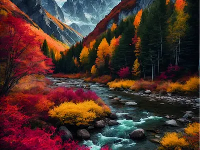 Autumn Landscape Illustration – Warm Fall Scenery harvest season