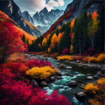 Autumn Landscape Illustration – Warm Fall Scenery harvest season