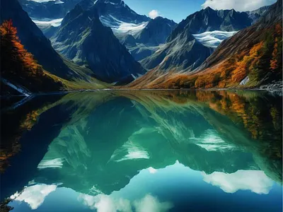 Mountain Lake Illustration – Serene Nature Scene landscape painting