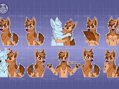 Cute Coyote Fursona Sticker Pack anthro art anthro coyote commissionart commissionsopenforstickers coyote fursona cute coyote cute furry art discord stickers foxyart foxyfurry foxymaria furry commission furry stickers fursona stickers sticker pack telegram stickers