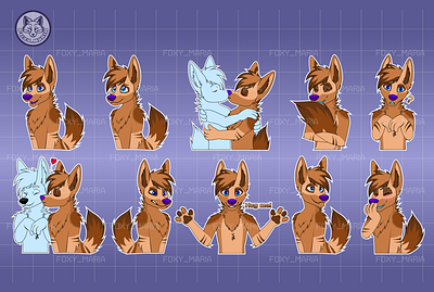 Cute Coyote Fursona Sticker Pack anthro art anthro coyote commissionart commissionsopenforstickers coyote fursona cute coyote cute furry art discord stickers foxyart foxyfurry foxymaria furry commission furry stickers fursona stickers sticker pack telegram stickers