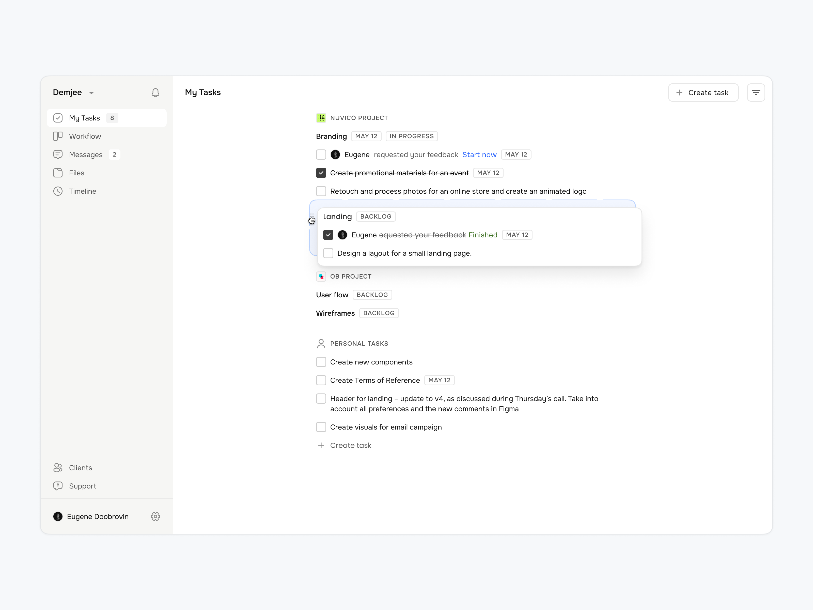 Example of Workflow – Task Management Dashboard | SaaS