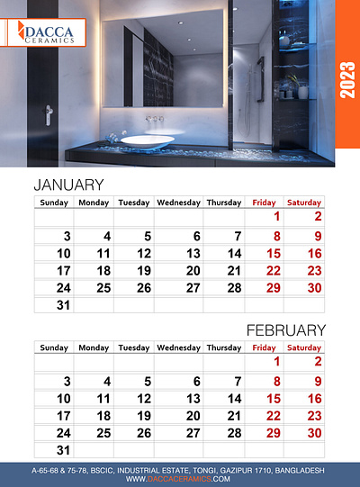 2023 Calendar Design for Dacca Ceramics branding calendar design graphic design