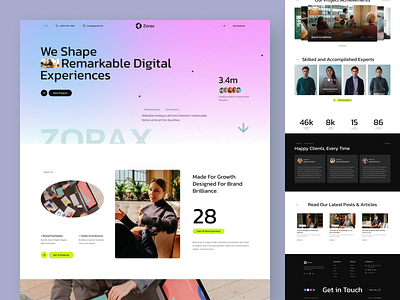 Zorax - Digital Marketing Agency Website | Landing Page agency branding business clean creatice ui creative design design thinking graphic design homepage landing page logo marketing marketing agency minimal startup uiux design user flow ux process website