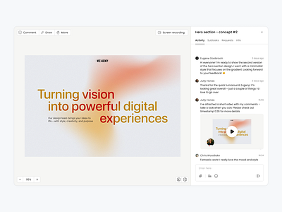 Workflow – Content Document Viewer | PDF SaaS app approve buttons chat collaboration dashboard design feedback messages product project review saas ui
