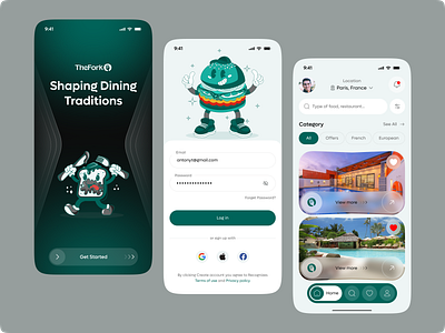 TheFork – Restaurant Booking & Discovery Mobile App booking figma design food restaurant home interface login meal mobile app onboarding onboarding screen reservation restaurant app restaurant reservation splash screen splashscreen table booking table reservation ui ux design welcome screen