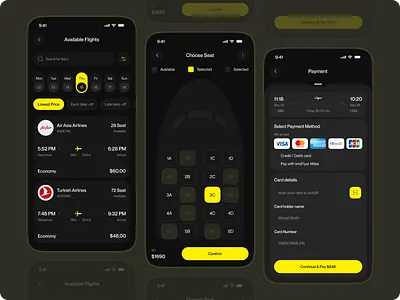 Airlines Mobile App Design – UI Concept aircraft airlines app airplane ticket app design app ui ariplane boarding pass booking booking app flight app lights tickets app mobile app online booking redesign revamp ticket booking travel booking app ui ui ux design visual design
