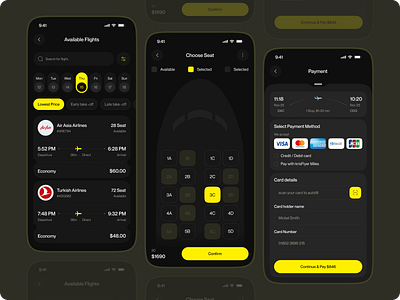 Airlines Mobile App Design – UI Concept aircraft airlines app airplane ticket app design app ui ariplane boarding pass booking booking app flight app lights tickets app mobile app online booking redesign revamp ticket booking travel booking app ui ui ux design visual design