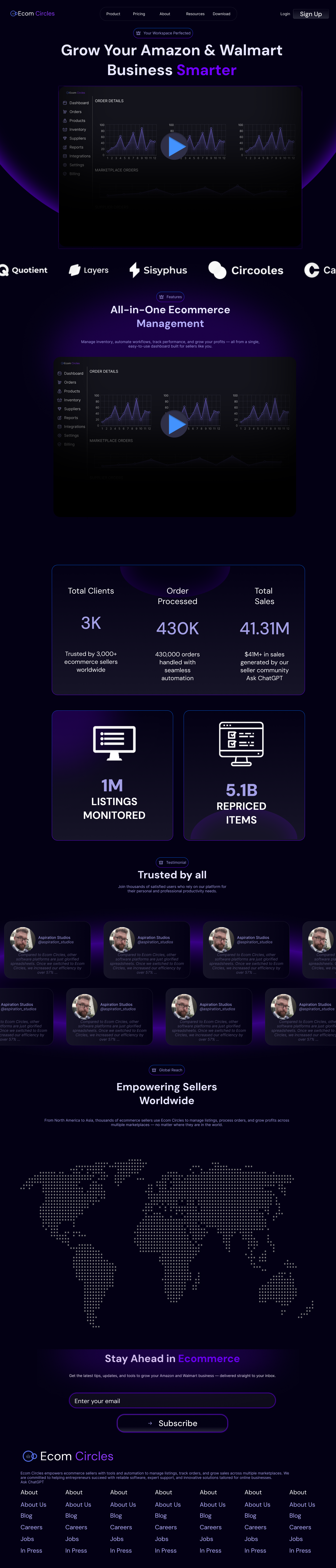 Ecom Circle Design dark themed figma landing page saas
