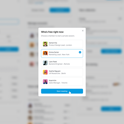 Who's free right now? 👀 meet modal team ui ux